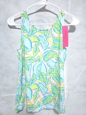 Lilly Pulitzer Girls' Pink, Blue & Green Citrus Print Tank